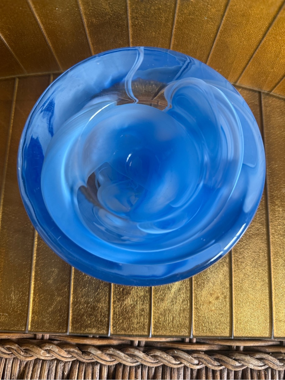 Kosta boda periwinkle blue art glass candle holder